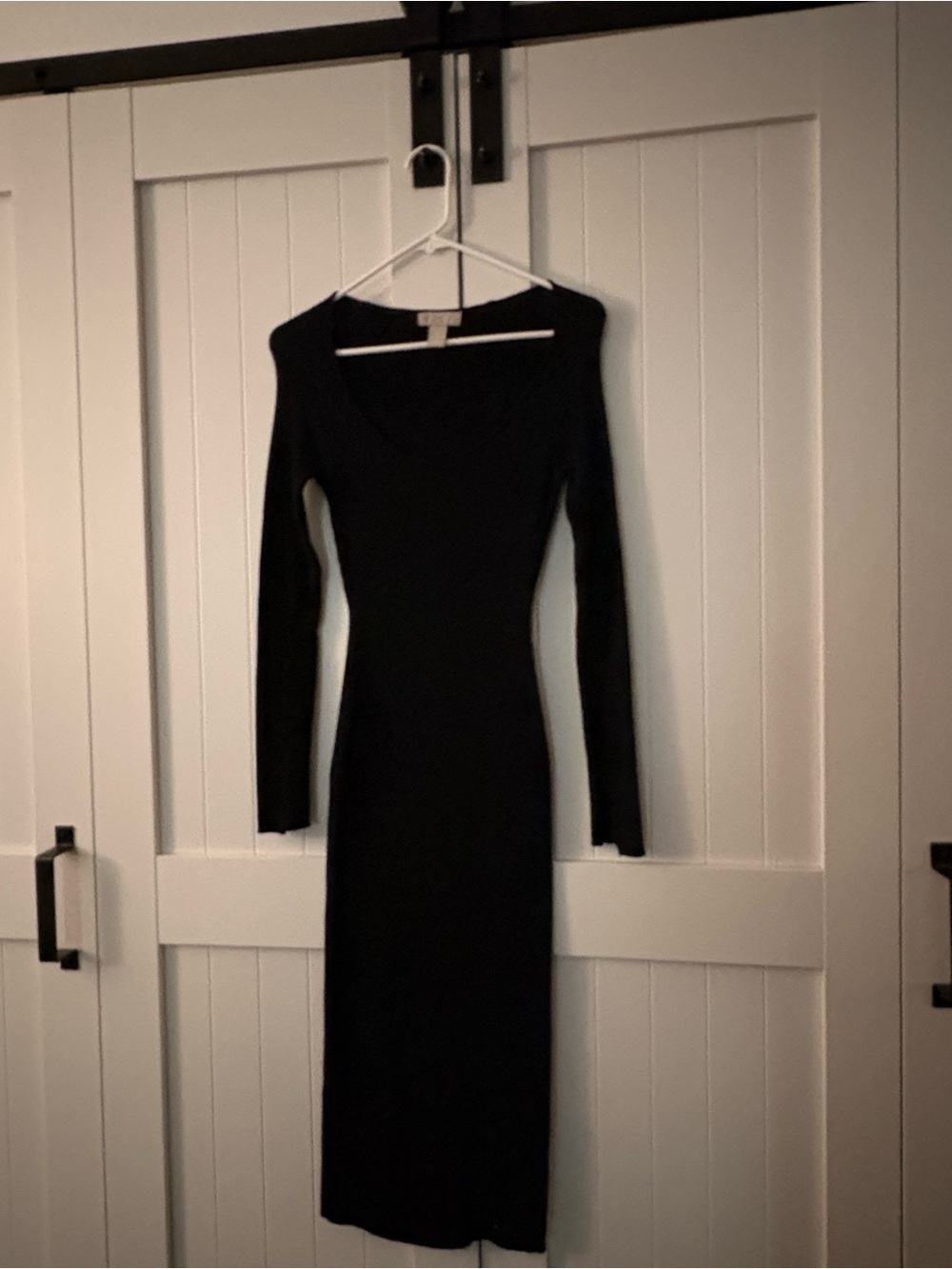 H&M Black Long-Sleeve Bodycon Midi Dress